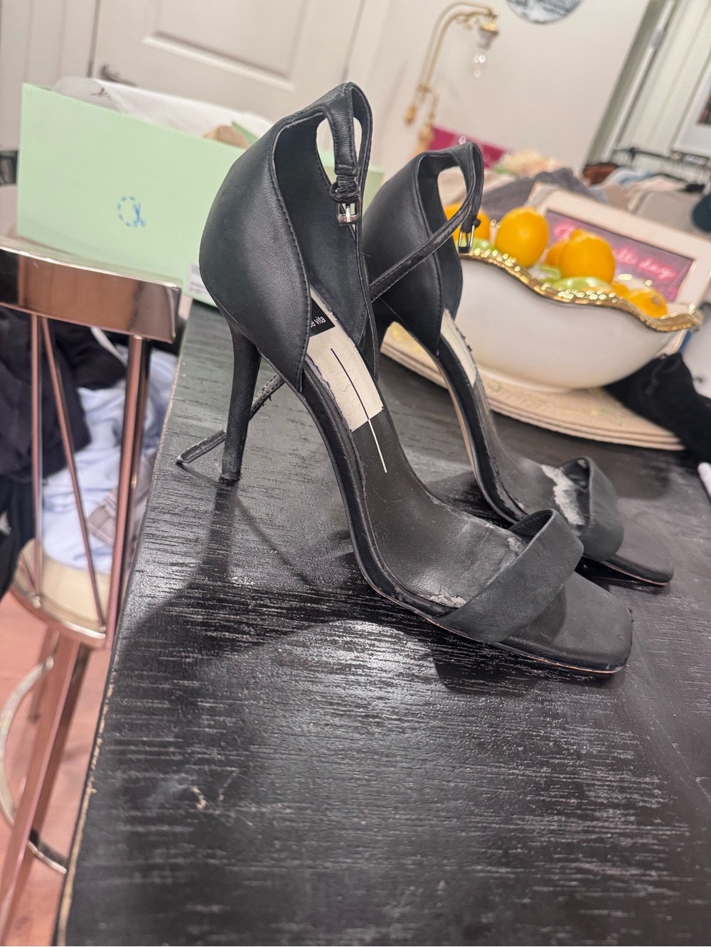 Dolce Vita Black Open-Toe Ankle Strap Heels